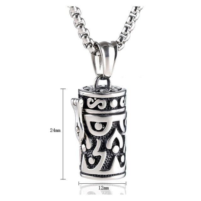 Titanium Vintage Ash Box Pendant Jewelry Pet Urn Cremation Memorial Keepsake Openable Put In Ashes Holder Capsule Chain Necklace