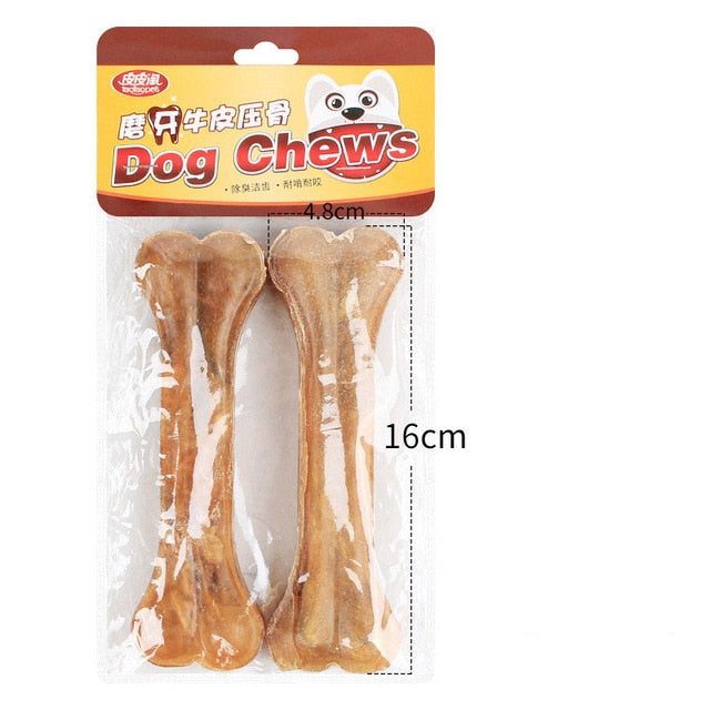 Dog Chews Toys Natural Cowhide Pressing Bone Durable Leather Cowhide Bone Molar Teeth Clean Stick Food Treats Dogs Bones