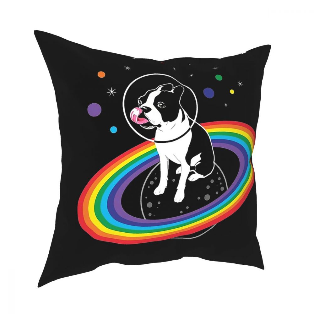 Space Dog Square Pride Rainbow Flag Pillowcase Polyester Cushions