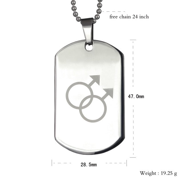 Stainless Steel Dog Tag Pride Pendant Necklace