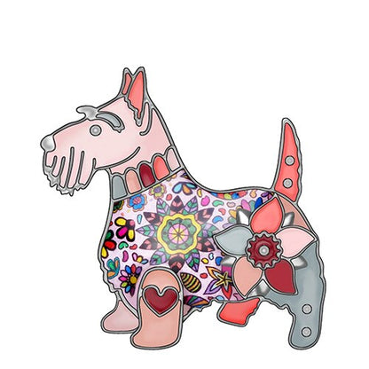 Bonsny Enamel Alloy Floral Scottish Dog Brooches / Pin Clothes Scarf Animal Pet Jewelry