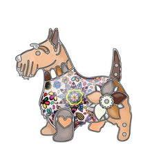 Load image into Gallery viewer, Bonsny Enamel Alloy Floral Scottish Dog Brooches / Pin Clothes Scarf Animal Pet Jewelry
