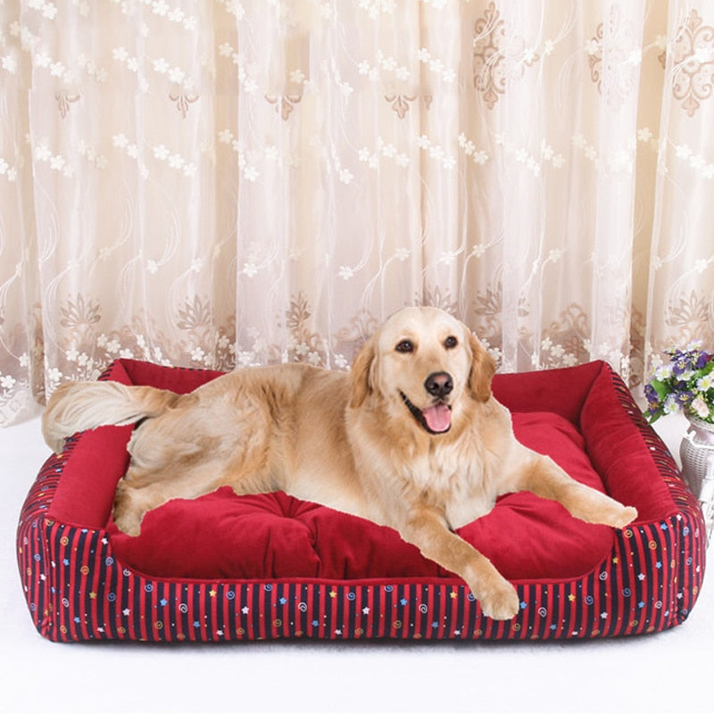 Big Dog or Cat Bed Sleep Couch With Striped Detachable Mattress