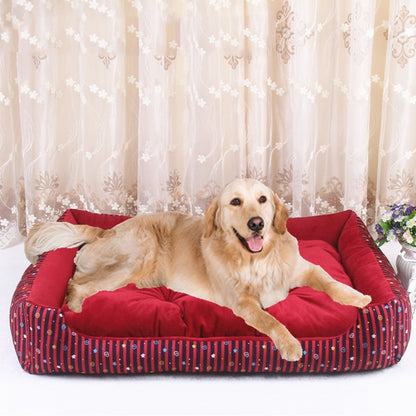 Big Dog or Cat Bed Sleep Couch With Striped Detachable Mattress