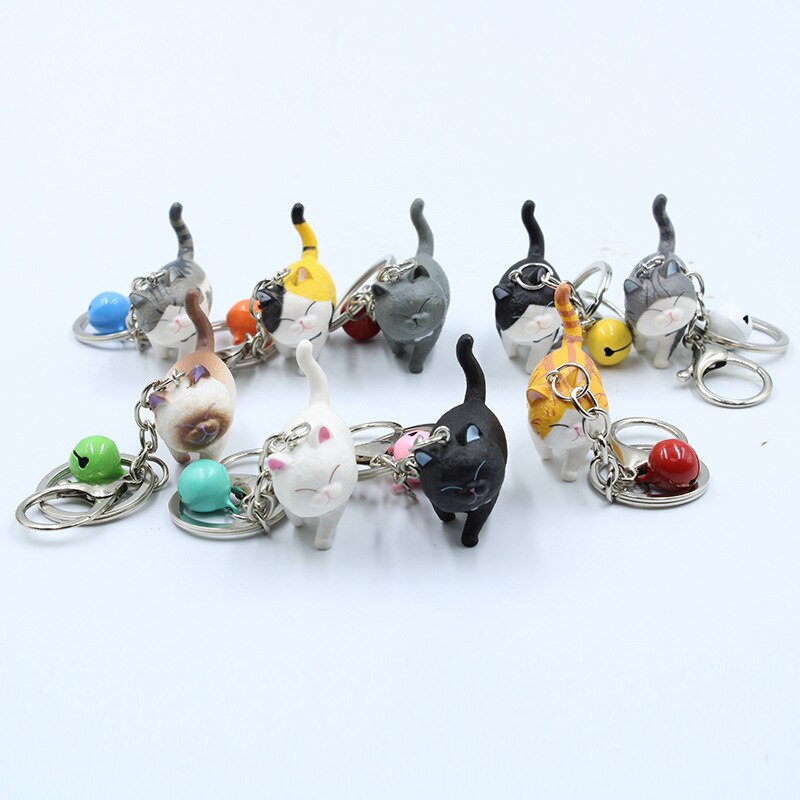 Fashion Cute Cartoon Walking Cat Pendant Key Rings