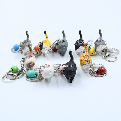 Fashion Cute Cartoon Walking Cat Pendant Key Rings