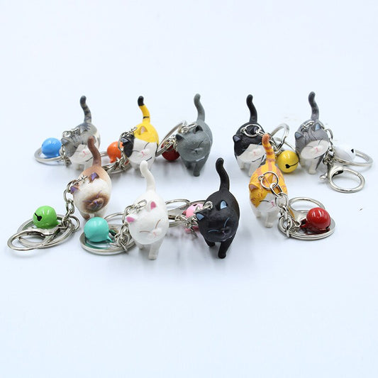 Fashion Cute Cartoon Walking Cat Pendant Key Rings