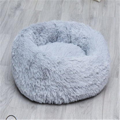 Soft and Fluffy Round Shag Pet Bed and Cushion