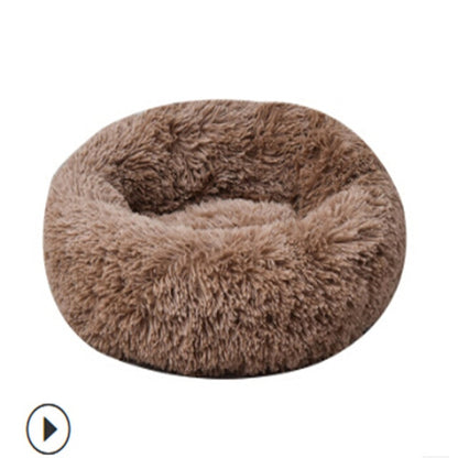 Soft and Fluffy Round Shag Pet Bed and Cushion