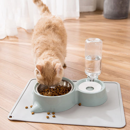 Easy To Use Non-Slip Silicone (Waterproof) Dog & Cat Food Bowl and Placemat