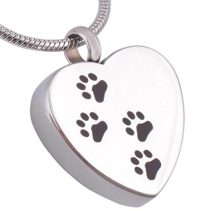 Unisex Stainless Steel Pet Dog or Cat Jewelry Paw Print Cremation Jewelry Ashes Holder Pet Memorial Urn Necklace For Memory