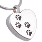 Unisex Stainless Steel Pet Dog or Cat Jewelry Paw Print Cremation Jewelry Ashes Holder Pet Memorial Urn Necklace For Memory