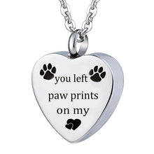 Load image into Gallery viewer, Unisex Stainless Steel Pet Dog or Cat Jewelry Paw Print Cremation Jewelry Ashes Holder Pet Memorial Urn Necklace For Memory
