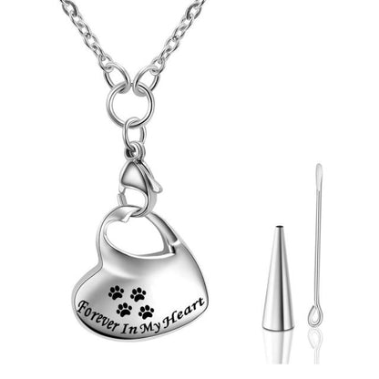 Unisex Stainless Steel Pet Dog or Cat Jewelry Paw Print Cremation Jewelry Ashes Holder Pet Memorial Urn Necklace For Memory