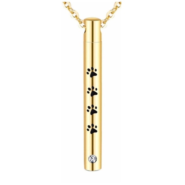 Unisex Stainless Steel Pet Dog or Cat Jewelry Paw Print Cremation Jewelry Ashes Holder Pet Memorial Urn Necklace For Memory