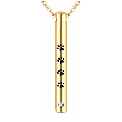 Unisex Stainless Steel Pet Dog or Cat Jewelry Paw Print Cremation Jewelry Ashes Holder Pet Memorial Urn Necklace For Memory