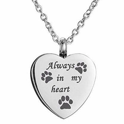 Unisex Stainless Steel Pet Dog or Cat Jewelry Paw Print Cremation Jewelry Ashes Holder Pet Memorial Urn Necklace For Memory