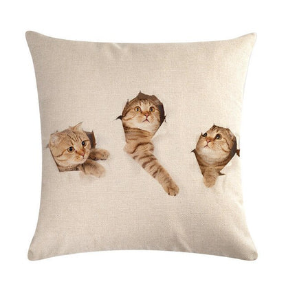 Cute Cat Sofa Decorative Cotton Linen Cushion Cover Pillowcase 45*45 Throw Pillow Home Decor