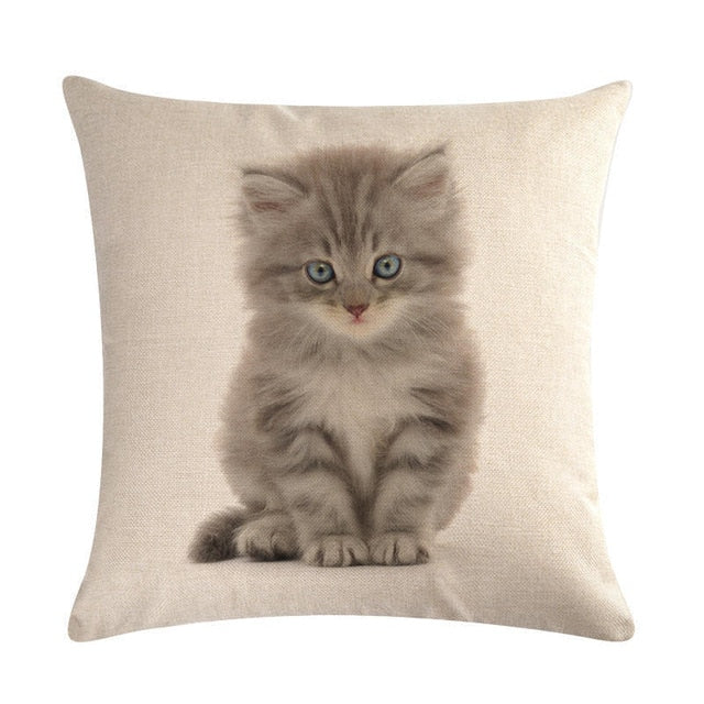 Cute Cat Sofa Decorative Cotton Linen Cushion Cover Pillowcase 45*45 Throw Pillow Home Decor