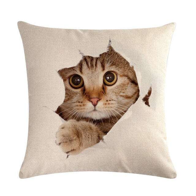 Cute Cat Sofa Decorative Cotton Linen Cushion Cover Pillowcase 45*45 Throw Pillow Home Decor
