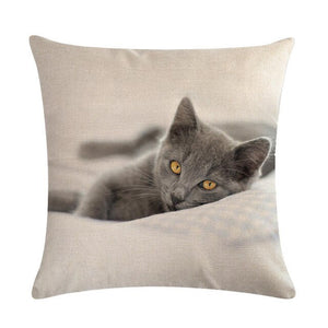 Cute Cat Sofa Decorative Cotton Linen Cushion Cover Pillowcase 45*45 Throw Pillow Home Decor