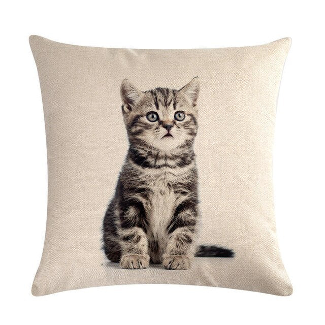 Cute Cat Sofa Decorative Cotton Linen Cushion Cover Pillowcase 45*45 Throw Pillow Home Decor