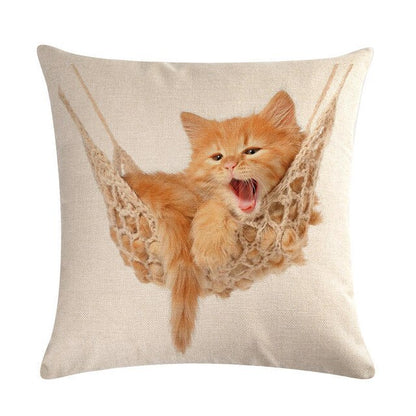 Cute Cat Sofa Decorative Cotton Linen Cushion Cover Pillowcase 45*45 Throw Pillow Home Decor