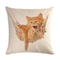 Cute Cat Sofa Decorative Cotton Linen Cushion Cover Pillowcase 45*45 Throw Pillow Home Decor
