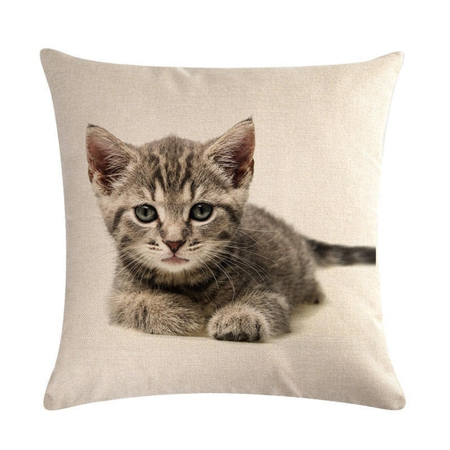Cute Cat Sofa Decorative Cotton Linen Cushion Cover Pillowcase 45*45 Throw Pillow Home Decor