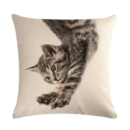 Cute Cat Sofa Decorative Cotton Linen Cushion Cover Pillowcase 45*45 Throw Pillow Home Decor
