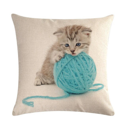 Cute Cat Sofa Decorative Cotton Linen Cushion Cover Pillowcase 45*45 Throw Pillow Home Decor