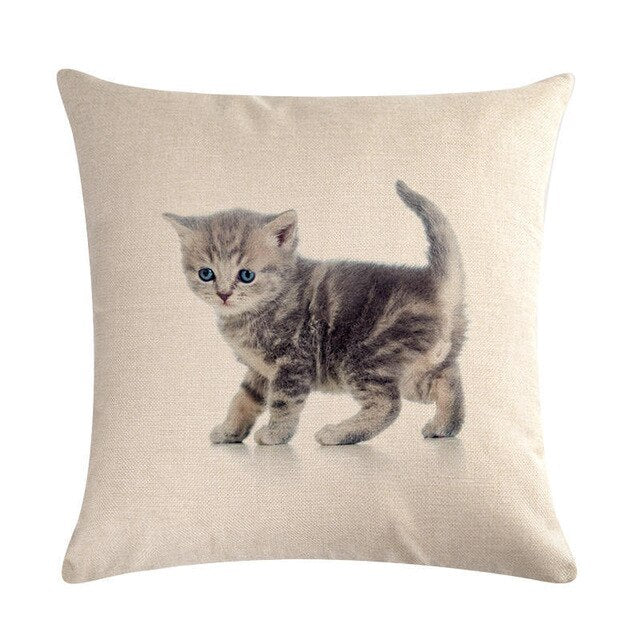 Cute Cat Sofa Decorative Cotton Linen Cushion Cover Pillowcase 45*45 Throw Pillow Home Decor