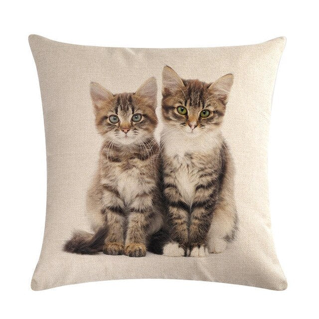 Cute Cat Sofa Decorative Cotton Linen Cushion Cover Pillowcase 45*45 Throw Pillow Home Decor