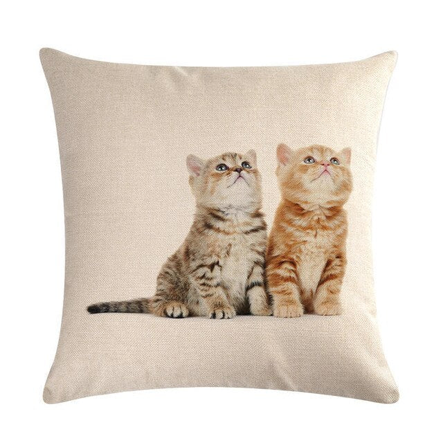 Cute Cat Sofa Decorative Cotton Linen Cushion Cover Pillowcase 45*45 Throw Pillow Home Decor