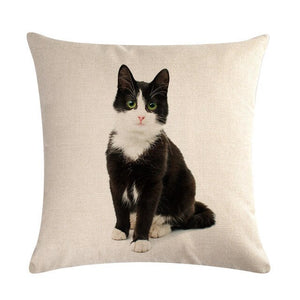 Cute Cat Sofa Decorative Cotton Linen Cushion Cover Pillowcase 45*45 Throw Pillow Home Decor
