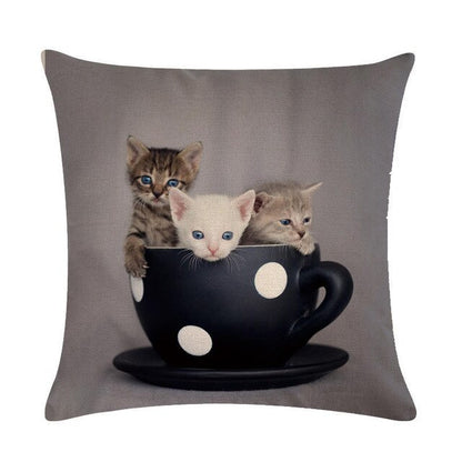 Cute Cat Sofa Decorative Cotton Linen Cushion Cover Pillowcase 45*45 Throw Pillow Home Decor