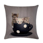 Cute Cat Sofa Decorative Cotton Linen Cushion Cover Pillowcase 45*45 Throw Pillow Home Decor