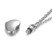 Load image into Gallery viewer, Heart Shaped Memorial Urns Necklace Human/ Pet Ash Casket Cremation Pendant 4 Colors Stainless Steel Jewelry Can Open
