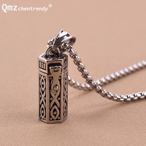 Titanium Vintage Ash Box Pendant Jewelry Pet Urn Cremation Memorial Keepsake Openable Put In Ashes Holder Capsule Chain Necklace