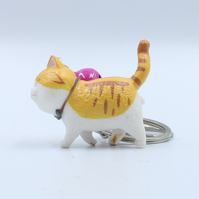 Fashion Cute Cartoon Walking Cat Pendant Key Rings