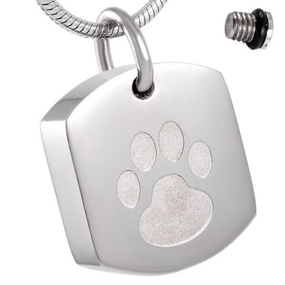 High Grade Stainless Steel Paw Print Pet Memorial Urn Pendant Necklace for Dog Cat Ashes Keepsake Cremation Jewelry