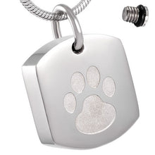 Load image into Gallery viewer, High Grade Stainless Steel Paw Print Pet Memorial Urn Pendant Necklace for Dog Cat Ashes Keepsake Cremation Jewelry

