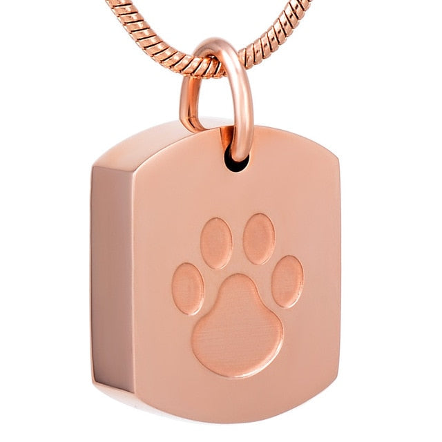 High Grade Stainless Steel Paw Print Pet Memorial Urn Pendant Necklace for Dog Cat Ashes Keepsake Cremation Jewelry