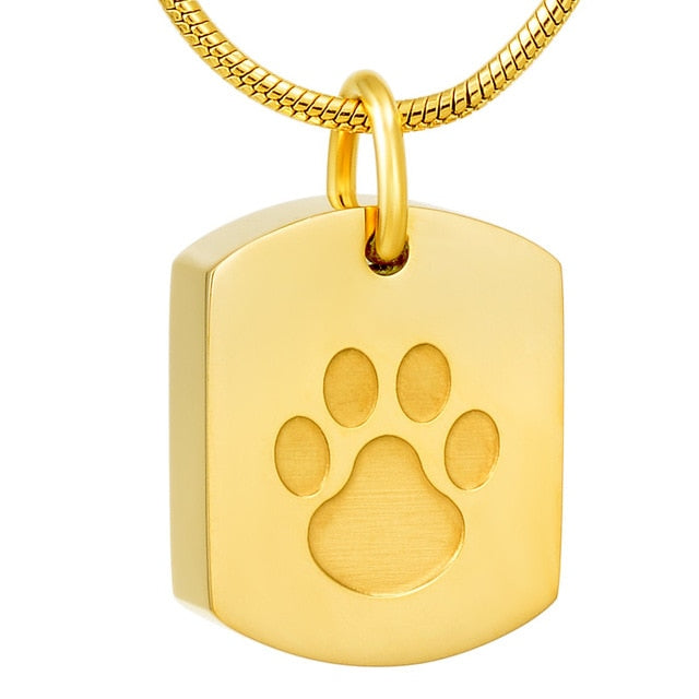 High Grade Stainless Steel Paw Print Pet Memorial Urn Pendant Necklace for Dog Cat Ashes Keepsake Cremation Jewelry