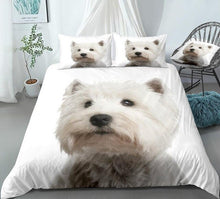 Load image into Gallery viewer, 3D Dog Duvet Cover Set West Highland White Terrier White Bedding Cover 3 Pcs

