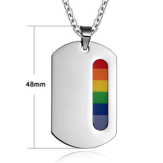 EAMIOR Rainbow Flag Pride Stainless Steel Peace Dog Tag Pendants & Necklaces
