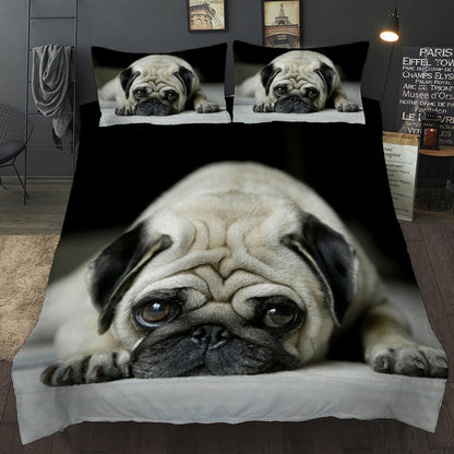 3D Pug Dog Duvet (Queen King Size Bedding Set) High Quality Kids Cartoon Quilt Cover
