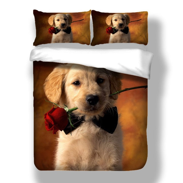 3D Pug Dog Duvet (Queen King Size Bedding Set) High Quality Kids Cartoon Quilt Cover