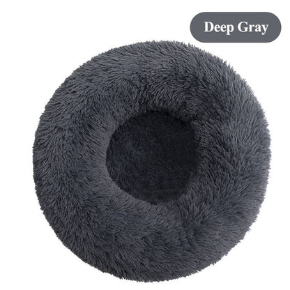 Plush Round Self Warming Lounger and Pet Beds for Dogs and Cats