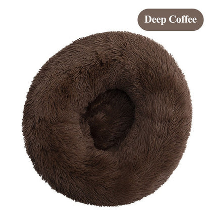Plush Round Self Warming Lounger and Pet Beds for Dogs and Cats